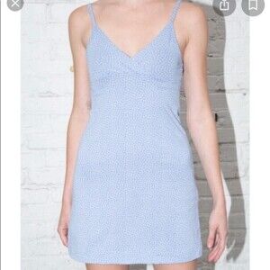 Brandy Melville John Galt White Floral Paisley Blue Strappy Mini Dress One Size